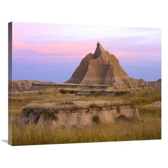 28 x 35 in. Sandstone Formation & Grassland, Badlands National Park, South Dakota Art Print - Tim Fitzharris