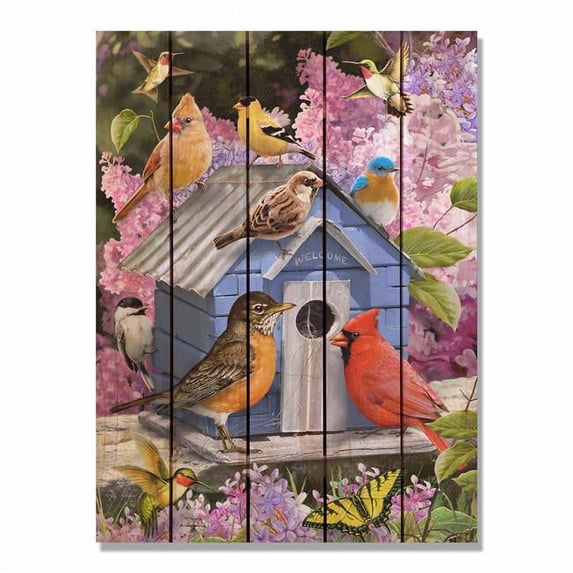 28 x 36 in. Giordanos Spring Birdhouse Inside & Outside Cedar Wall Art