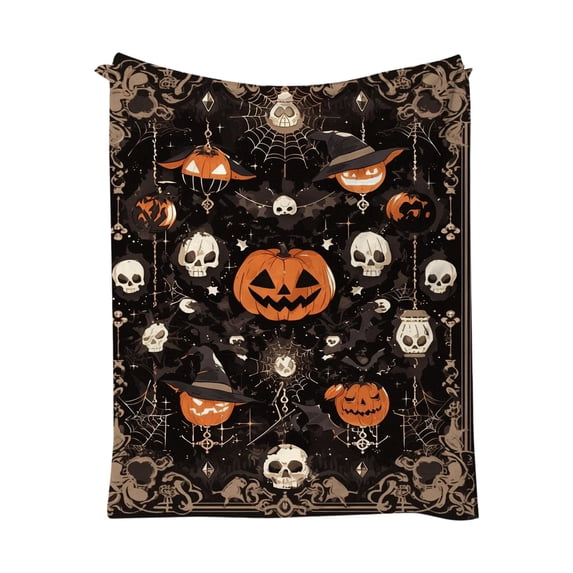 28 x 39 Inch Flannel Halloween Pumpkin Maple Leaf Blanket, Soft Warm Shawl Throw Blanket, All Season Sofa Couch Bedroom Decor Gift