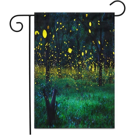 28"x 40" Garden Flag Firefly Flying in the Forest Fireflies Bush at Night Outdoor Double Sided Decorative House Yard Flags