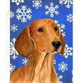 thumbnail image 1 of 28 x 40 In. Dachshund Winter Snowflakes Holiday Flag Canvas, House Size, 1 of 1