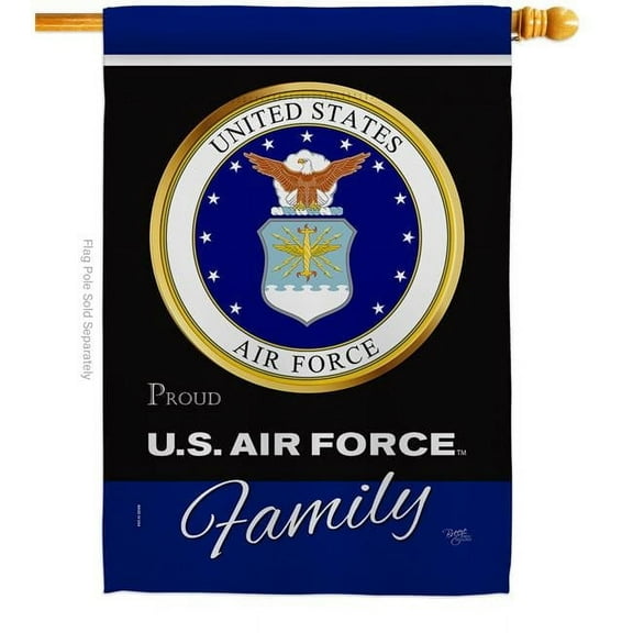 28 x 40 in. Air Force Proudly Family House Flag with Armed Forces Double-Sided Decorative Vertical Flags Decoration Banner Garden Yard Gift