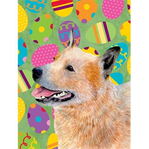 28 x 40 in. Australian Cattle Dog Easter Eggtravaganza House Size Canvas Flag