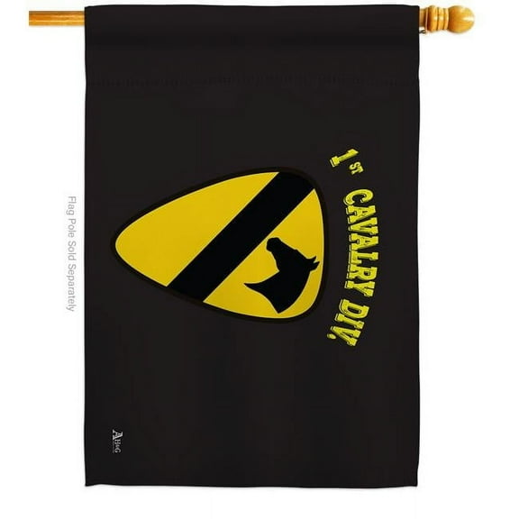28 x 40 in. Black 1st Cavalry House Flag with Armed Forces Army Double-Sided Decorative Horizontal Flags Decoration Banner Garden Yard Gift