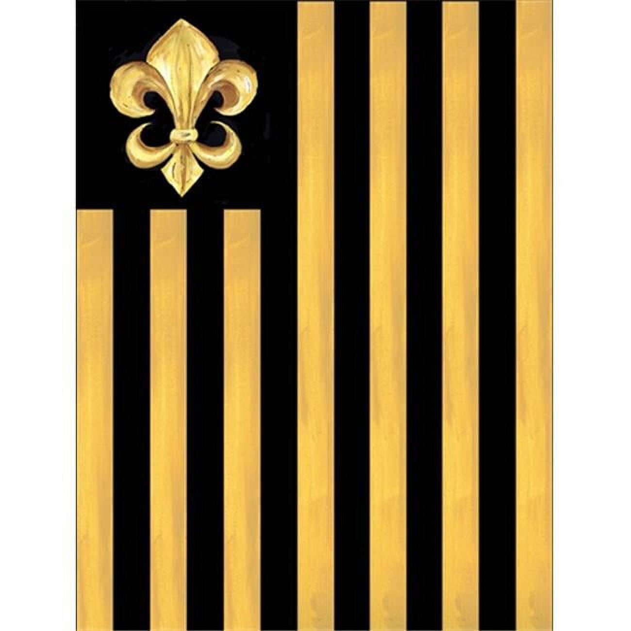 Black and Gold Fleur de Lis Striped House Flag