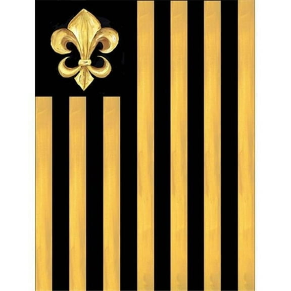 28 x 40 in. Black and Gold Fleur de lis Nation House Size Canvas Flag