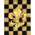 thumbnail image 1 of 28 x 40 in. Black and Gold Fleur de lis checkered House Size Canvas Flag, 1 of 1