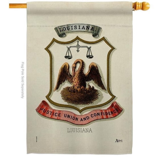 28 x 40 in. Coat of Arms Louisiana House Flag with Americana States Double-Sided Decorative Vertical Banner Garden Yard Gift