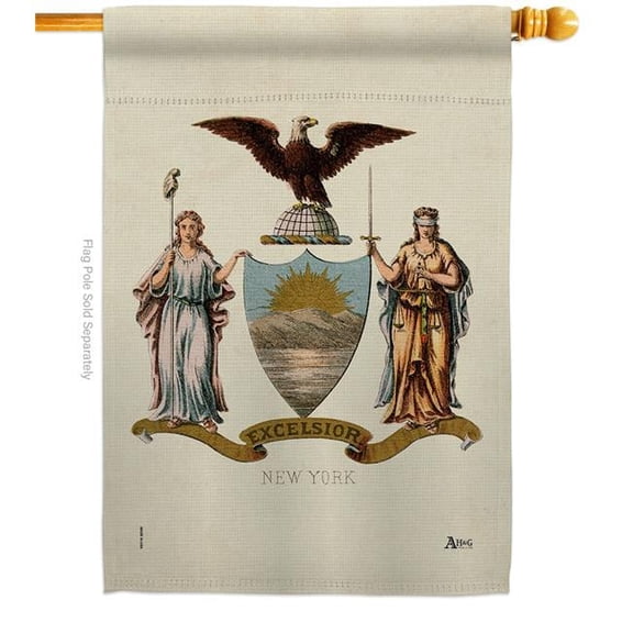28 x 40 in. Coat of Arms New York House Flag with Americana States Double-Sided Decorative Vertical Banner Garden Yard Gift