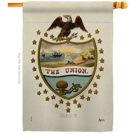 28 x 40 in. Coat of Arms Oregon House Flag with Americana States Double-Sided Decorative Vertical Banner Garden Yard Gift