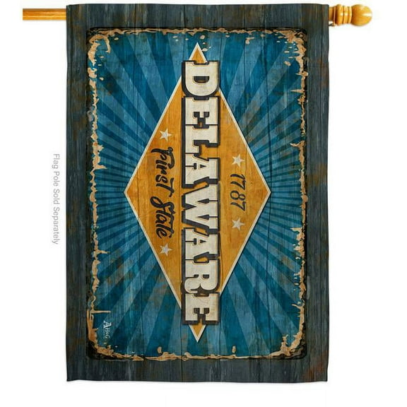 28 x 40 in. Delaware Vintage American State House Flag with Double-Sided Horizontal Decoration Banner Garden Yard Gift