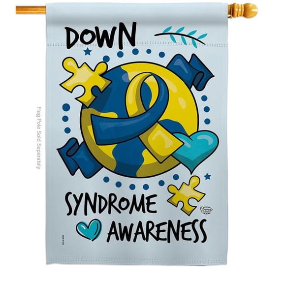 28 x 40 in. Down Syndorome Heart House Flag