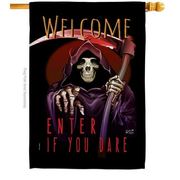 28 x 40 in. Enter If You Dare House Flag with Fall Halloween Double-Sided Decorative Vertical Flags Decoration Banner Garden Yard Gift