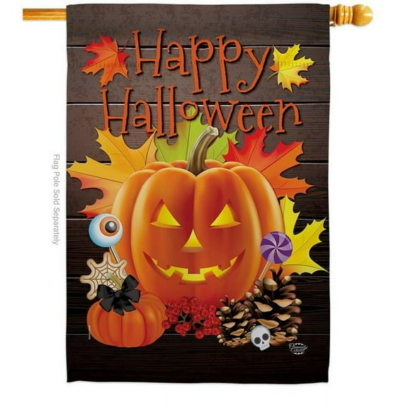 28 x 40 in. Evil Halloween Pumpkin House Flag with Fall Double-Sided Decorative Vertical Flags Decoration Banner Garden Yard Gift