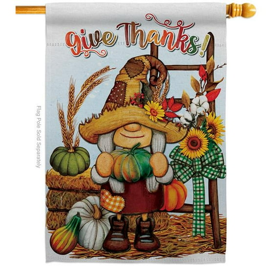 28 x 40 in. Falltime Thanksgiving Give Thanks House Flag