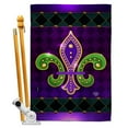 thumbnail image 1 of 28 x 40 in. Fleur De Lys House Flag Set Springtime Mardi Gras Double-Sided Decorative Vertical Flags & Decoration Banner Garden Yard Gift, Purple & Green, 1 of 1