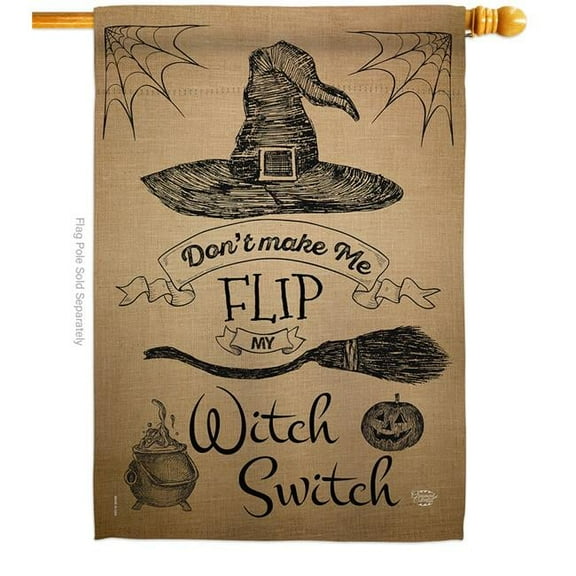 28 x 40 in. Flip my Witch Switch House Flag with Fall Halloween Double-Sided Decorative Vertical Flags Decoration Banner Garden Yard Gift