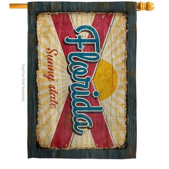 28 x 40 in. Florida Vintage American State House Flag with Double-Sided Horizontal Decoration Banner Garden Yard Gift
