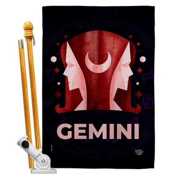 28 x 40 in. Gemini House Flag Set Interests Zodiac Double-Sided Decorative Vertical Flags & Decoration Banner Garden Yard Gift