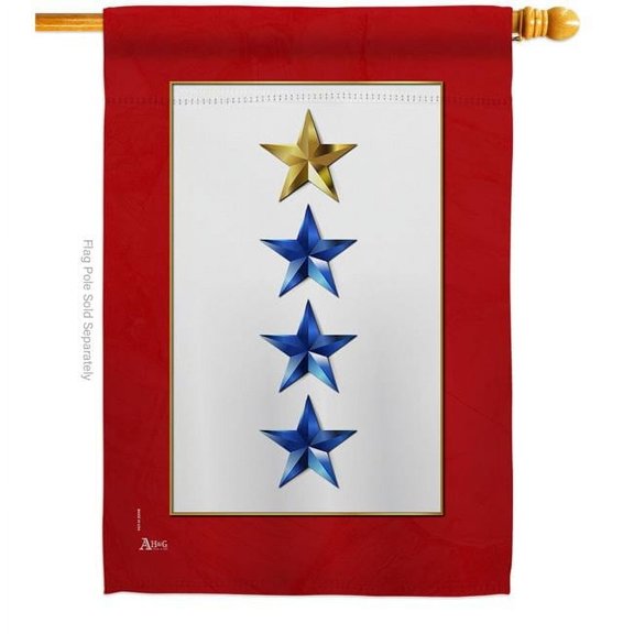 28 x 40 in. Gold & Three Blue Stars House Flag Armed Forces Military Service Double-Sided Decorative Vertical Flags Decoration Banner Garden Yard Gift