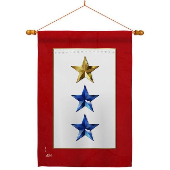 28 x 40 in. Gold & Two Blue Stars House Flag Set Armed Forces Military Service Double-Sided Decorative Vertical Flags & Decoration Banner Garden Yard Gift