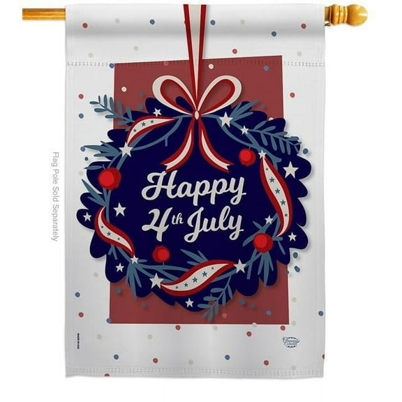28 x 40 in. Happy 4th of July American Fourth Vertical House Flag with Double-Sided Decorative Banner Garden Yard Gift