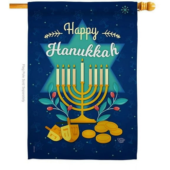 28 x 40 in. Happy Hanukkah House Flag with Winter Double-Sided Decorative Vertical Flags Decoration Banner Garden Yard Gift