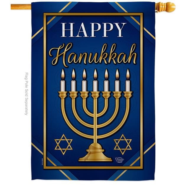 28 x 40 in. Happy Hanukkah House Flag with Winter Double-Sided Decorative Vertical Flags Decoration Banner Garden Yard Gift