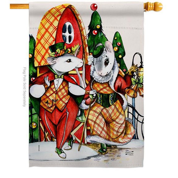 28 x 40 in. Holiday Mouses House Flag with Winter Christmas Double-Sided Decorative Vertical Flags Decoration Banner Garden Yard Gift