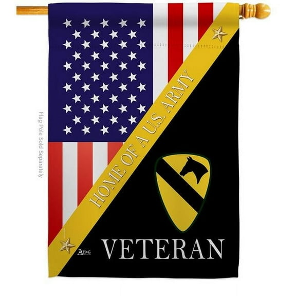 28 x 40 in. Home of 1st Cavalry Division House Flag with Armed Forces Army Double-Sided Decorative Vertical Decoration Banner Garden Yard Gift