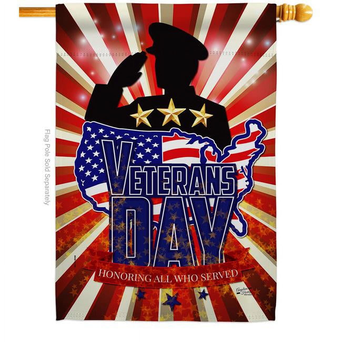 28 x 40 in. Honoring Veterans Day House Flag with Armed Forces Service Double-Sided Decorative Vertical Flags Decoration Banner Garden Yard Gift