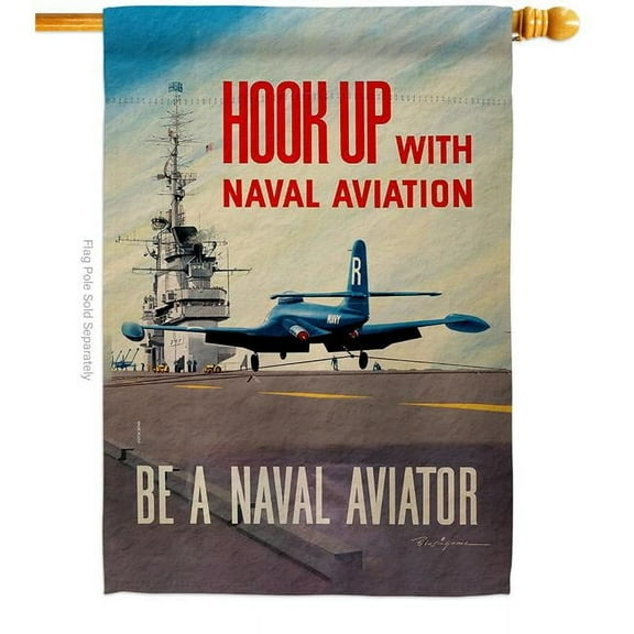 28 x 40 in. Hook Up Naval Aviation House Flag with Armed Forces Navy Double-Sided Decorative Vertical Flags Decoration Banner Garden Yard Gift