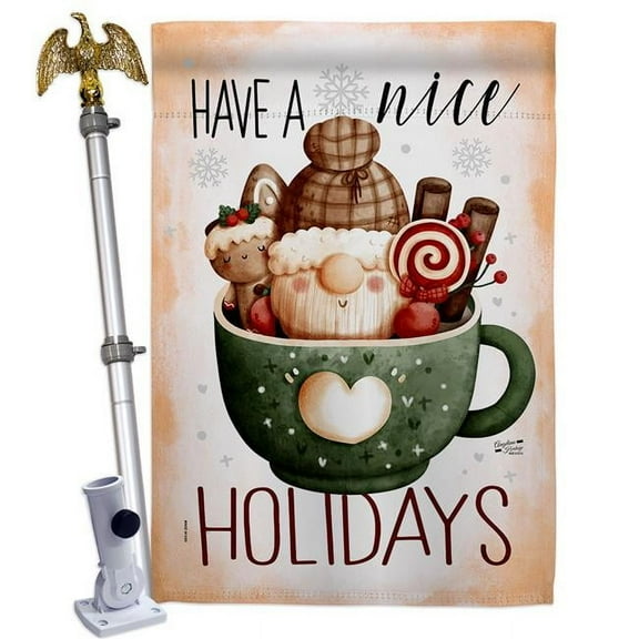 28 x 40 in. Hot Coco Gnome House Flag Set Wintertime Winter Wonderland Double-Sided Decorative Vertical Flags & Decoration Banner Garden Yard Gift