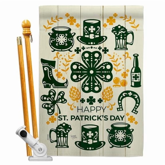 28 x 40 in. Irish for A Day House Flag Set Springtime St Patrick Double-Sided Decorative Vertical Flags & Decoration Banner Garden Yard Gift