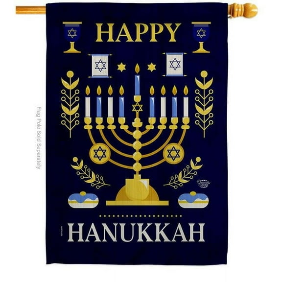 28 x 40 in. Joy of Hanukkah House Flag Wintertime Double-Sided Decorative Vertical Flags Decoration Banner Garden Yard Gift