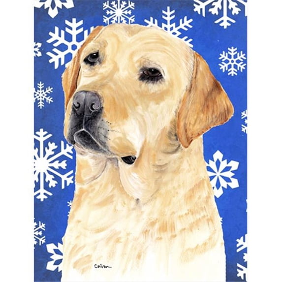 28 x 40 in. Labrador Winter Snowflakes Holiday House Size Canvas Flag