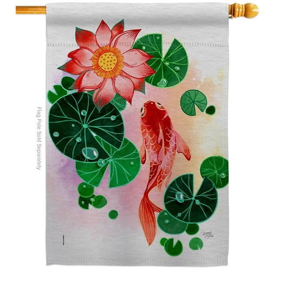 28 x 40 in. Lotus Pond Garden Floral Double-Sided Vertical Decorative House Flag