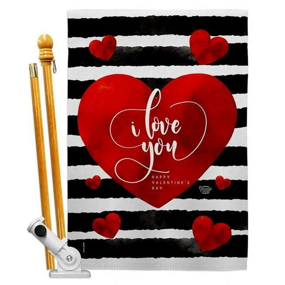 28 x 40 in. Love You Day House Flag Set Springtime Valentine Double-Sided Decorative Vertical Flags & Decoration Banner Garden Yard Gift