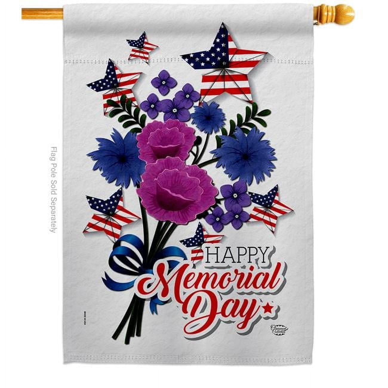 28 x 40 in. Memorial Bouquet American Day Vertical House Flag with Double-Sided Decorative Banner Garden Yard Gift