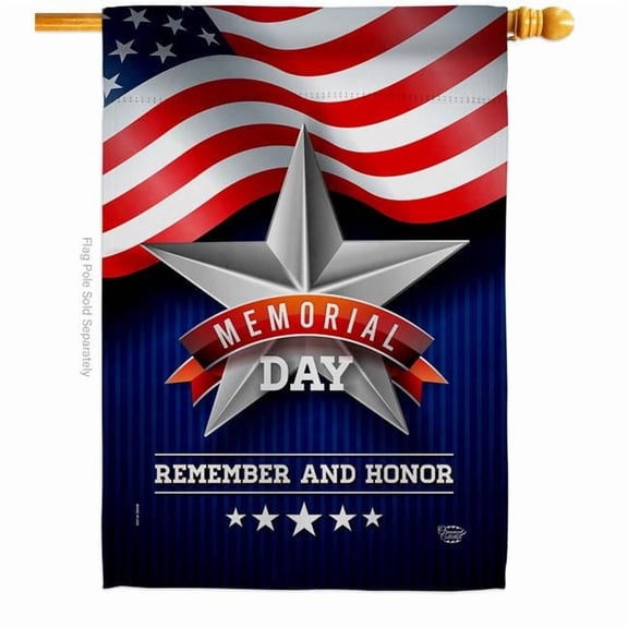 28 x 40 in. Memorial Day Star American Vertical House Flag with Double-Sided Decorative Banner Garden Yard Gift