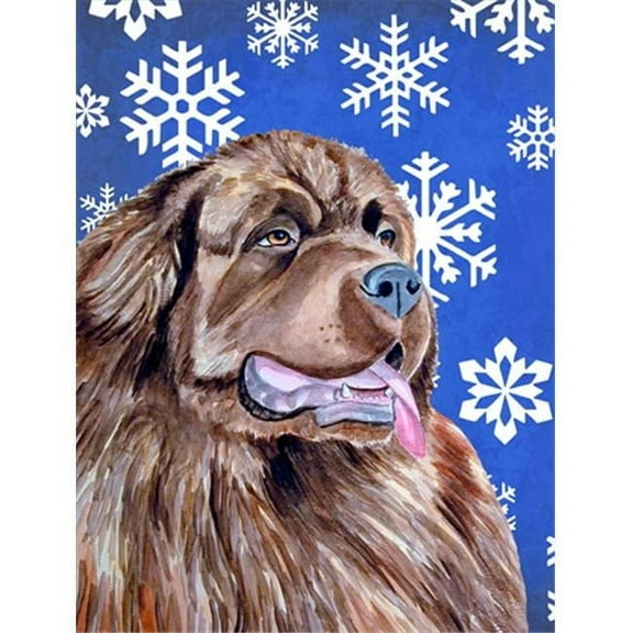 28 x 40 in. Newfoundland Winter Snowflakes Holiday House Size Canvas Flag
