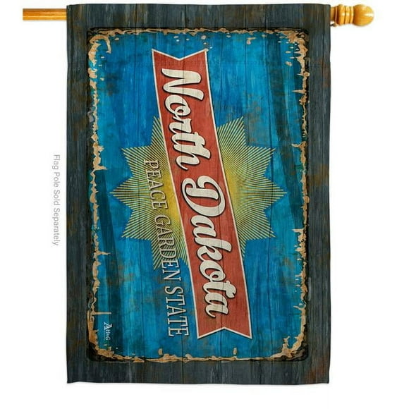 28 x 40 in. North Dakota Vintage American State House Flag with Double-Sided Horizontal Decoration Banner Garden Yard Gift