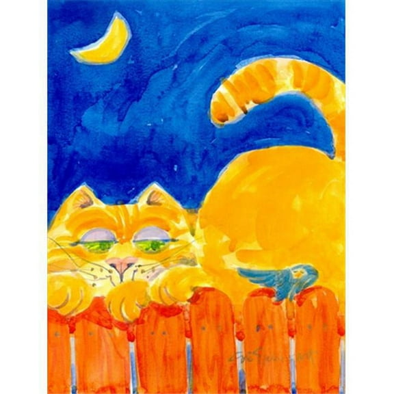 28 x 40 in. Orange Tabby Cat On The Fence Flag Canvas House Size