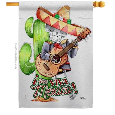 28 x 40 in. Que Viva Mexico House Flag with Summer Cinco de Mayo Double-Sided Decorative Vertical Decoration Banner Garden Yard Gift