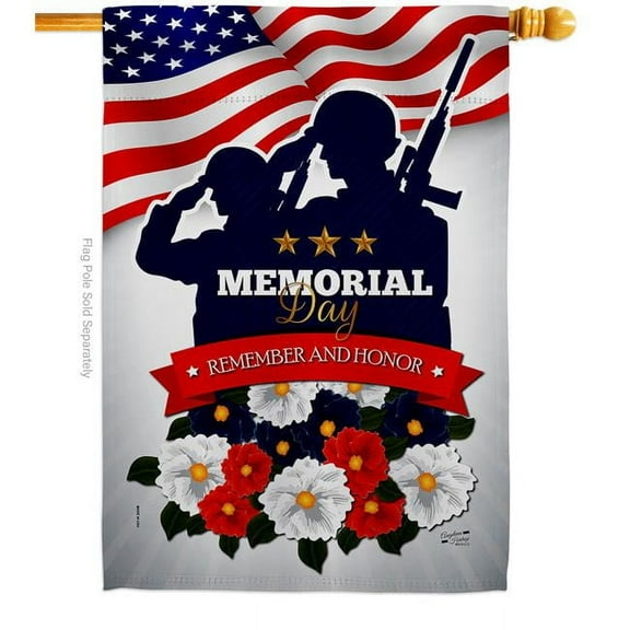 28 x 40 in. Remembrance of Fallen American Memorial Day Vertical House Flag with Double-Sided Decorative Banner Garden Yard Gift
