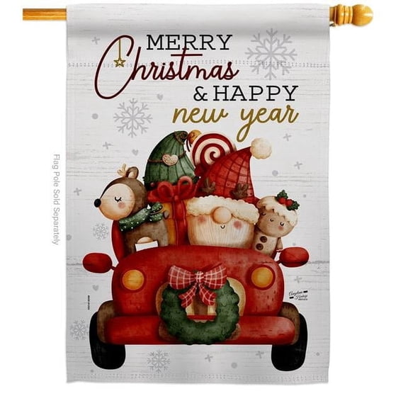 28 x 40 in. Santa Ride House Flag Wintertime Christmas Double-Sided Decorative Vertical Flags Decoration Banner Garden Yard Gift
