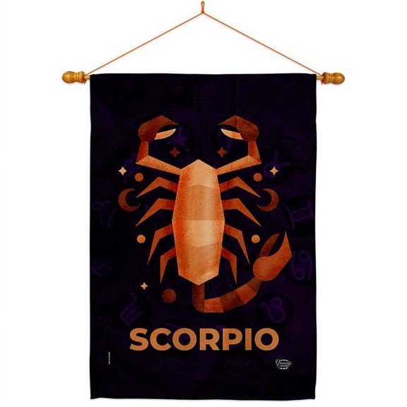 28 x 40 in. Scorpio House Flag Set Interests Zodiac Double-Sided Decorative Vertical Flags & Decoration Banner Garden Yard Gift