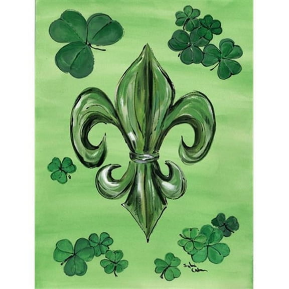 28 x 40 in. St Patricks Day Fleur de lis House Size Canvas Flag