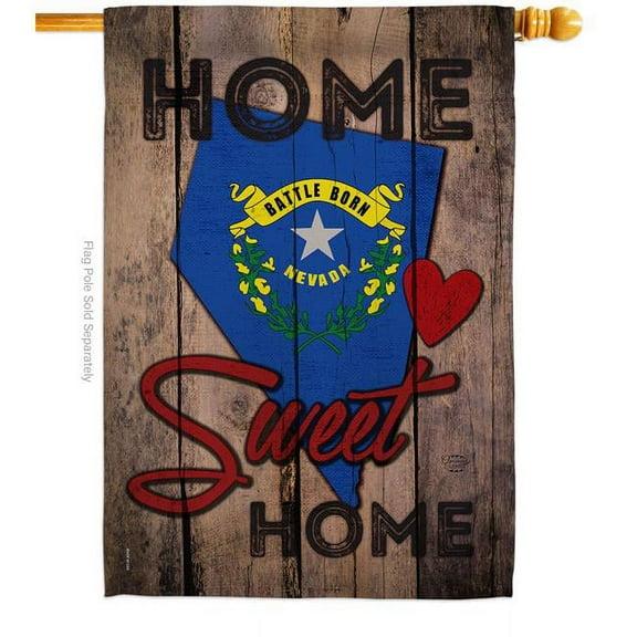 28 x 40 in. State Nevada Home Sweet American State Vertical House Flag with Double-Sided Decorative Banner Garden Yard Gift