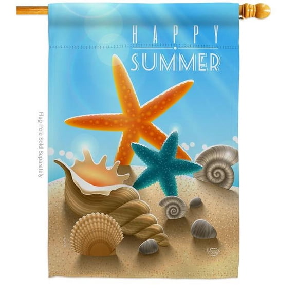 28 x 40 in. Summer Shells House Flag with Coastal Nautical Double-Sided Decorative Vertical Decoration Banner Garden Yard Gift